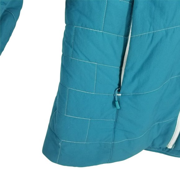 Patagonia Womens M Medium Teal Nano Air Hoody Jacket Coat Yellow Lining Quilted - Picture 7 of 12